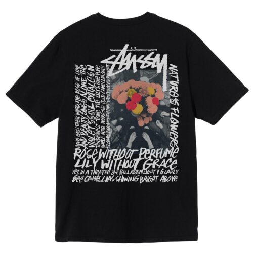 Stüssy Camelias Pig.Dyed Tee Black