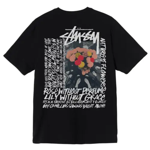 Stüssy Camelias Pig.Dyed Tee Black