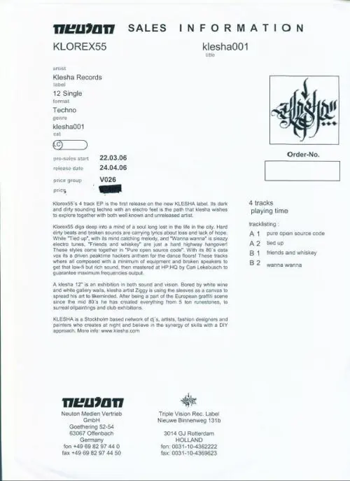 Klorex55 - Pure Open Source Code (12", EP, Promo, W/Lbl)