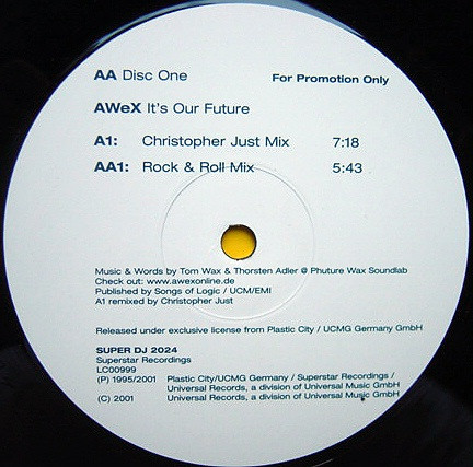 AWeX - It's Our Future (12", Promo, D1)