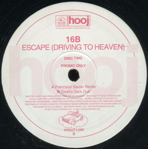 16B Feat. Morel* - Escape (Driving To Heaven) (12", Promo, 2/2)