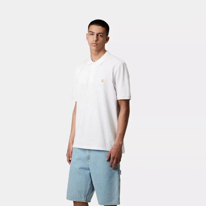 s s chase pique polo white gold 1752