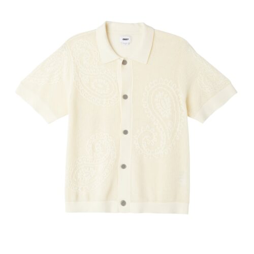 Obey Tear Drop Open Knit Shirt Tee Unbleached