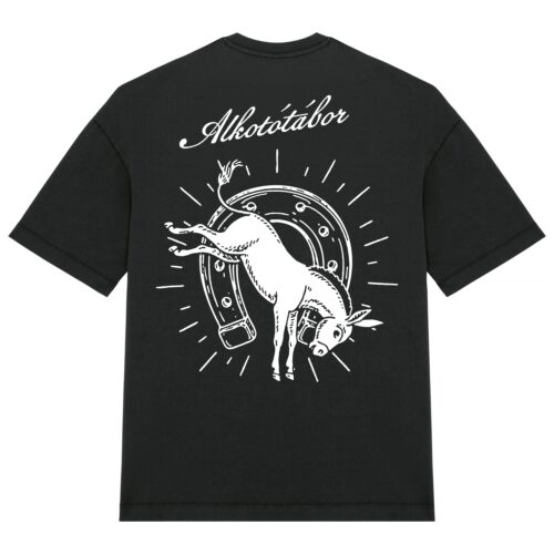 Alkotótábor 23. T-Shirt Boxy Garment Dyed Lucky Donky Black/White